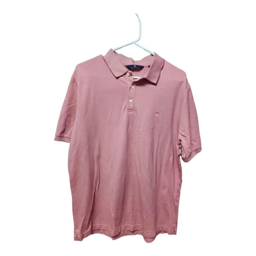 1048 -Hart Schaffner Marx Wool short sleeve Polo Sz.L - Very Nice - Coral/Salmon